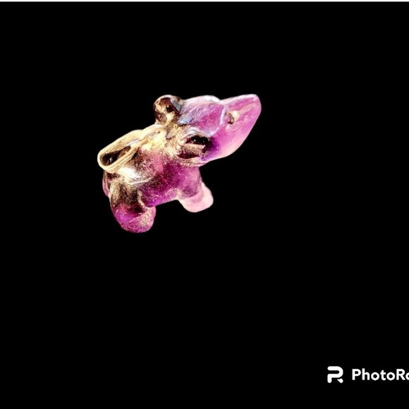 Genuine Amethyst Bear Necklace Pendant. - Picture 1 of 6